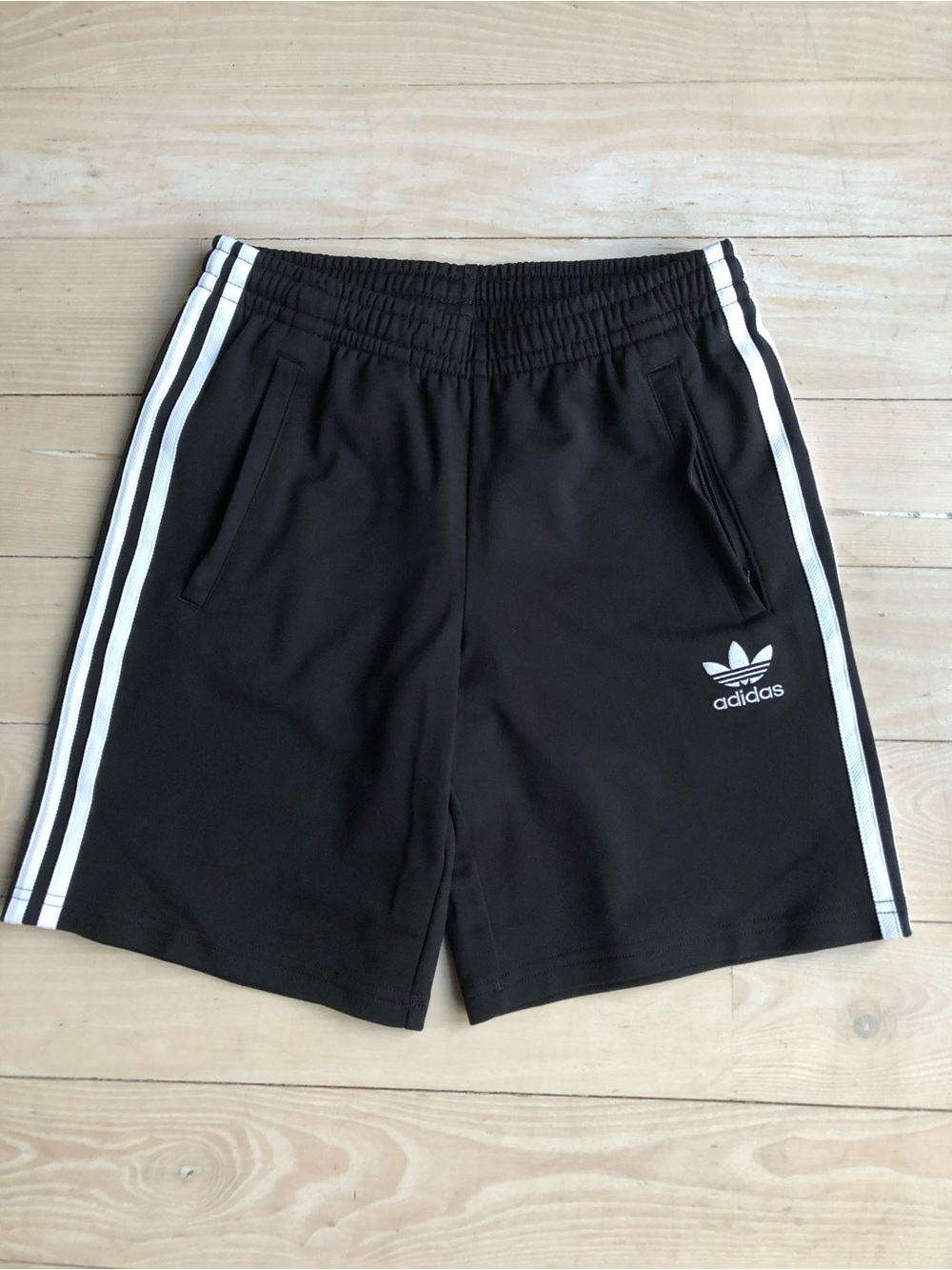 Adidas Black Athletic Shorts with White Side Stripes/Pockets Size M 11-12Y